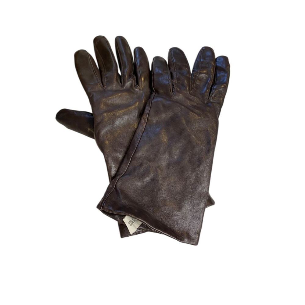 Size 7.5 Isotoner Vintage Womens Brown Leather Cashmere Lined Gloves